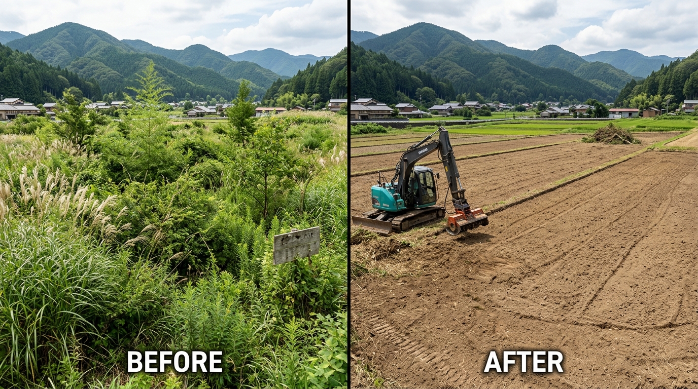 耕作放棄地の整備前後
